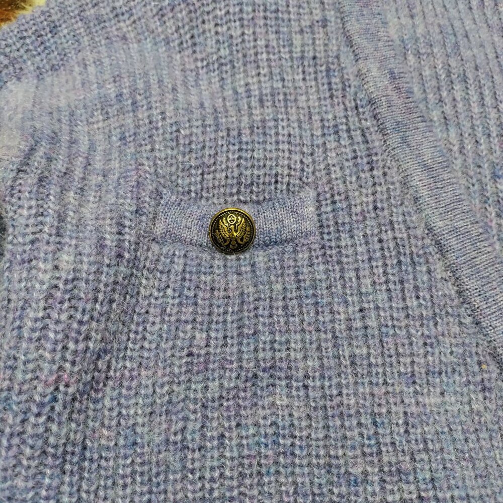 J. Inc Purple Wool Blend Knit V-Neck Button Front Cropped Cardigan Sweater Small - Picture 5 of 10